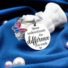 1入組女同事禮物鼓勵離別告別感謝員工白象禮物成人女性讚賞蝴蝶鑰匙扣 - 銀色 - 查看 6