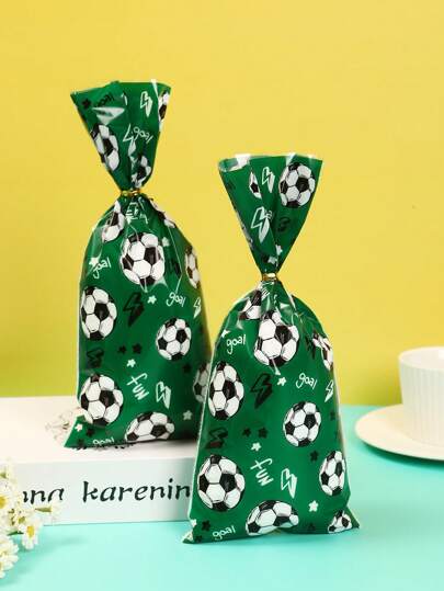 25/50Pcs Soccer Gift Wrapping Bag, Football Treat Bags Party Favors Clear Candy Cello Bags With Twist Ties, Football Birthday Party Supplies For Team Gift Snack Bags Back To School Valentine Day