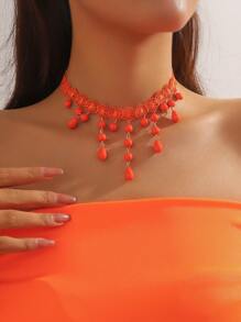 1pc Women's Halloween Black Spiderweb Crystal Necklace, Casual Or Party Wear, Multi-Color Pendant Necklace, Ideal Gift For Mother's Day Or Friends - Black - View 3