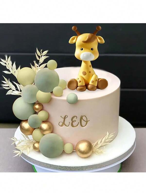 17PCS Giraffe Cake Toppers With Balls Cake Toppers Wildlife Themed Birthday Baptism Party Supplies (Green And Yellow),Christmas