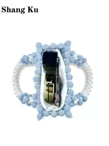 Handmade Beaded Mother Bag With Pearl And Myrica Rubra Design - Blue - View 4