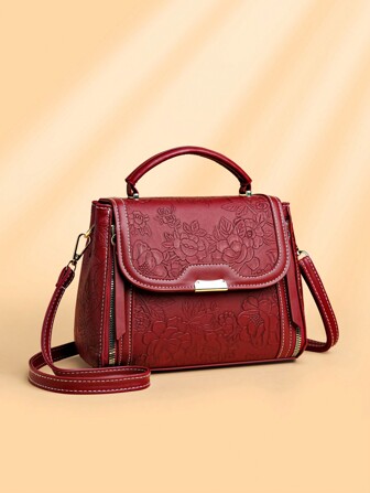 Bolsa Tote com Estampa de Grande Capacidade Fashion, com Abertura de Camada Dupla, Bolsa Elegante e Estilosa para Mulheres de Meia-Idade