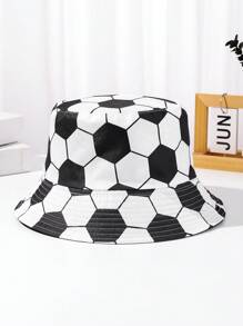 1頂時尚品牌跨境漁夫帽，定位印花足球籃球嘻哈街頭休閒萬用雙盆帽，適用於女性