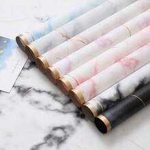 1 Gói/20 Tờ Giấy Gói Quà Họa Tiết Đá Cẩm Thạch Có Viền Vàng Dành Cho Quà Tặng Hoa, Quà Tặng Sinh Nhật, Chất Liệu Bao Bì Tiệc, Giấy Gói Họa Tiết Đá - màu đen - Xem 3