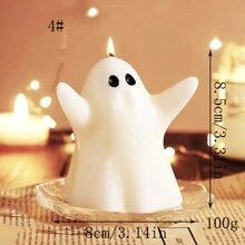 1 nến thơm hình ma Halloween, 7 kiểu không có chân nến, trang trí phòng, quà tặng - Trắng - Xem 6