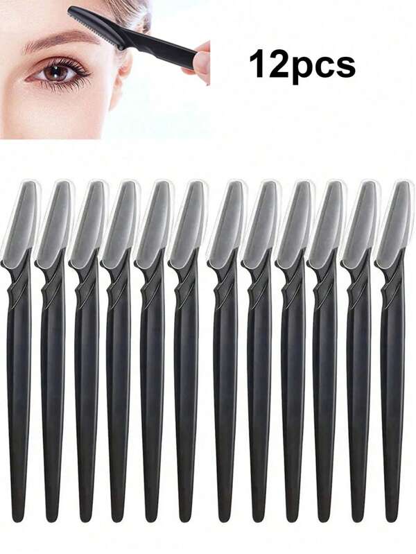 12pcs Multi-Function Eyebrow Trimmer, Sharp Stainless Steel Grooming Tools With Cover For Eyebrows, Lips, Legs And Other Unwanted Hair, Gentle And Effective Depilation (The Product Surface May Have Slight Scratches Due To Normal Transportation Impacts, Which Does Not Affect Normal Use)