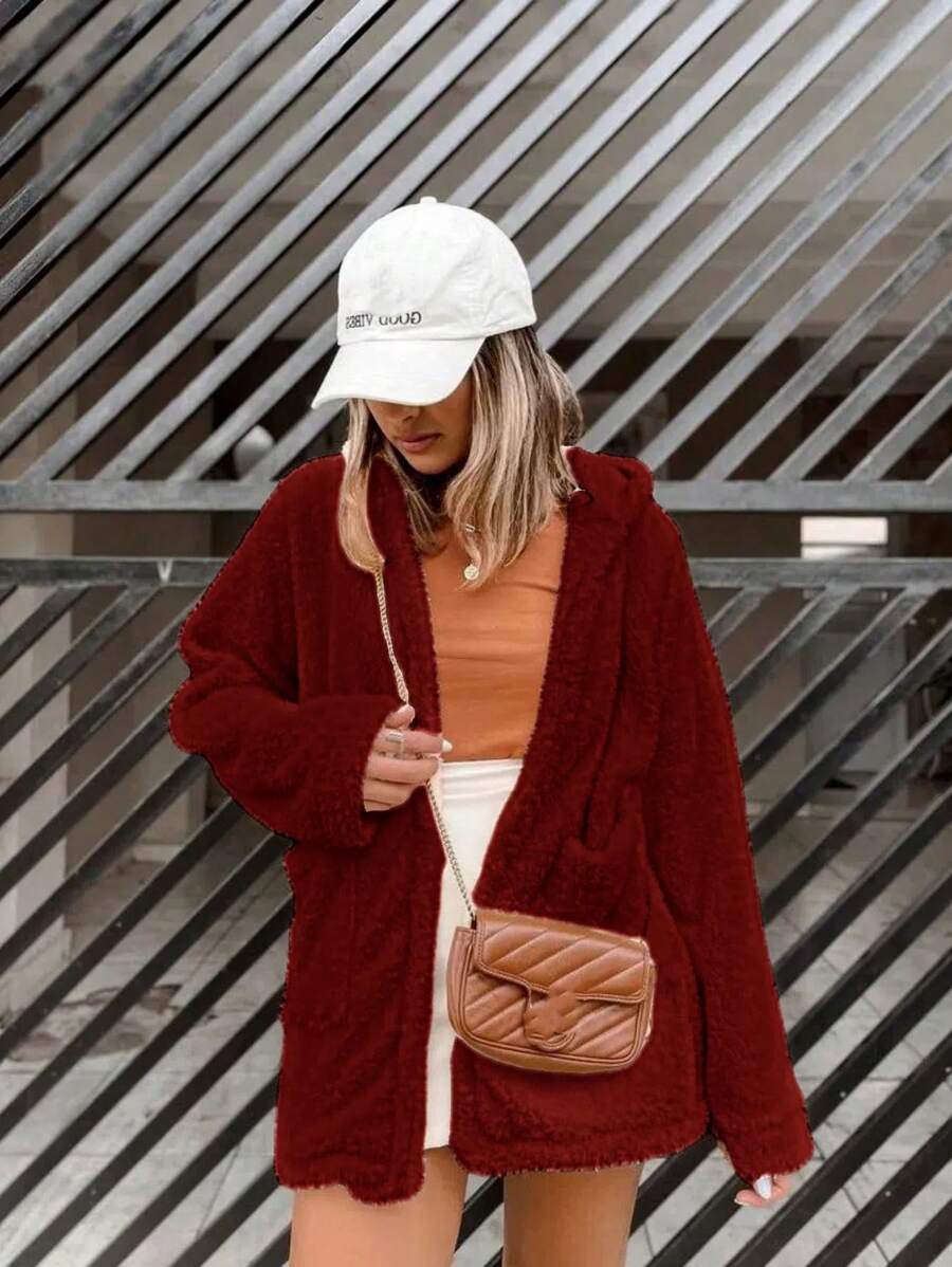 Women Trench Coats - 酒紅色 - 查看 1
