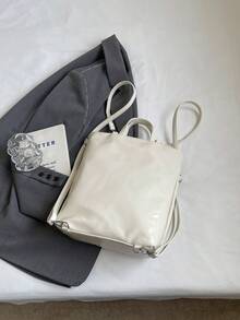 女士四季PU時尚背包，斜挎包、肩包、手提包、痛點包、方形包 - 白色 - 查看 9