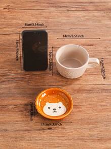 1 pieza Taza cerámica de dibujo animado creativa, taza de cocina/comedor/sala de estar para té, café, leche, jugo, bodas, fiestas, regalos, cumpleaños, Navidad - Amarillo - Ver 18