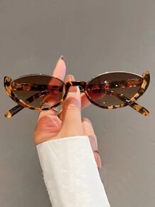 1pc Multicolor Fashionable Personalized Cat Eye Eyeglasses, Retro Half-Frame Women's Glasses, Small Face Decoration Glasses - Multicolor - View 15