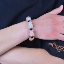 1 Brazalete de joya de jade natural, una variedad de estilos y colores para elegir, brazalete para aliviar la ansiedad y protector, adecuado para mujeres y hombres, brazalete de cuentas de piedra de moda natural de alta calidad, joyería de cuarzo cristal de Reiki hecha a mano. Regálele un regalo de vacaciones - V - Ver 6