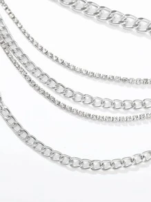 1 Dây chuyền thắt lưng đính đá Rhinestone bốn hạt bạc quyến rũ dành cho nữ, thích hợp để kết hợp hàng ngày với quần jean hoặc váy Halloween mùa hè, trường học mùa thu, mùa thu, Halloween - Bạc - Xem 5