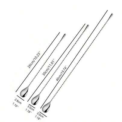 Cirelle 不锈钢长柄搅拌勺，适用于咖啡、奶茶 - 26厘米/30厘米/40厘米，酒吧勺，适用于户外、露营