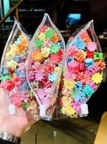 Conjunto de 50 piezas de pequeños clip de pelo para niña con diseño de estrella, corona, flor, orejas de conejo y margarita en colores surtidos para peinados diarios