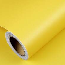 1 Roll Yellow Peel And Stick Wallpaper Yellow Removable Wallpaper For Renters Prepasted Wallpaper Rolls Yellow Stick And Peel 15.7"*196.8" Waterproof Wall Paper Self Adhesive For Kids Room Wall Bedroom - Yellow - View 4