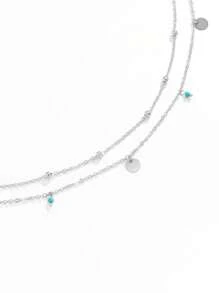 1入組時尚釘珠和唱片墜飾腰鏈適合女士日常裝飾 - 彩色 - 查看 6