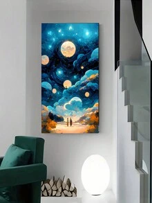 1入 舊式帆布牆藝術品, 幻想夜海帆船海報印刷帆布油畫家居牆藝裝飾, 無框, 適用於客廳, 臥室, 辦公室, 酒吧裝飾 - 黑色 - 查看 4
