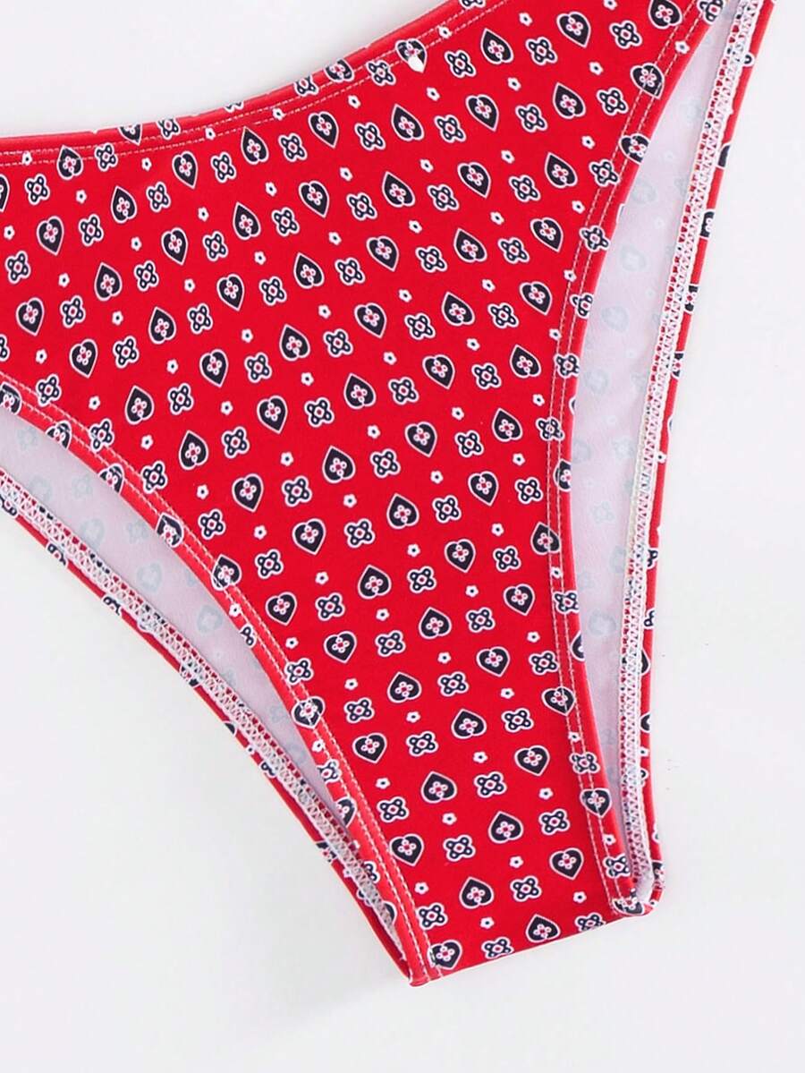 Bohemian Style Bikini Set For Women, With Neck Halter Top And Low Waist