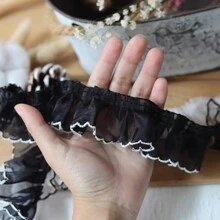 1捲/2碼黑白花邊蕾絲飾邊，4cm寬度，服裝毛衣蕾絲邊裝飾裙擺DIY材料 - 彩色 - 查看 10