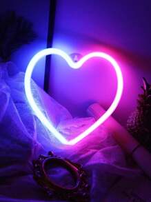 1 szt. Neon w kształcie serca LOVE z haczykiem, zasilanie przez USB i baterię Neon w kształcie miłości, odpowiedni do stołu, sypialni dziewczynki, ściany, przyjęcia, dekoracji ślubnych, urodzin, prezentu na walentynki - Różowy - Zobacz 3