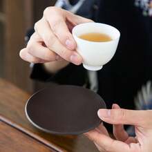 1套/6入組日式功夫茶杯杯墊，創意木質裝飾防滑杯墊，茶具配件