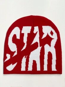 1入組Y2K風格字母星形編織無性別時尚帽，非常適合街頭派對，戶外活動和秋冬保暖