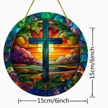 耶稣基督圣诞节诞生装饰遮阳伞，适合母亲、祖母、基督教信徒，彩色圆形亚克力 5.9*5.9 英寸，窗户、庭院、门窗、花环中心装饰 - 彩色的 - 查看 3