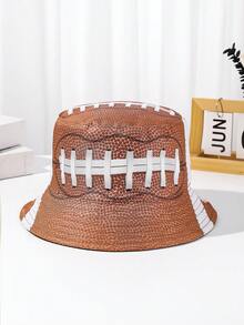 1頂時尚品牌跨境漁夫帽，定位印花足球籃球嘻哈街頭休閒萬用雙盆帽，適用於女性