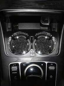 2pcs Rhinestone Decor Car Coaster