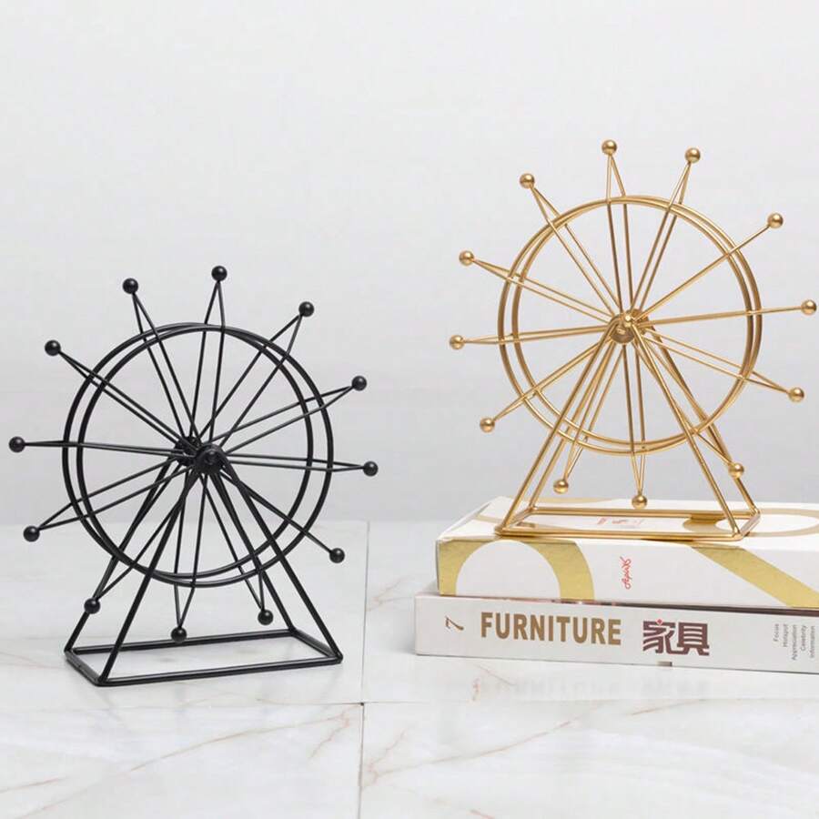 1入組北歐風格鐵質摩天輪裝飾，創意辦公桌擺件，適用於客廳，辦公室，電視櫃或酒櫃 - 彩色 - 查看 1