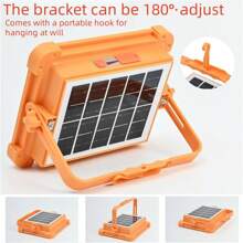1pc Degruand Rechargeable LED Solar Work Light, Portable Super Bright Floodlight, Waterproof Cordless Lamp, Floor Standing, Suitable For Power Outages/Emergency Work Lights/Outdoor Camping/Fishing Halloween Christmas Thanksgiving Gift
