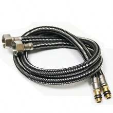 1 par de mangueras de acero inoxidable con punta, tubo de entrada de grifo de cocina/lavabo de metal de un solo orificio para agua caliente y fría, a prueba de explosiones - Negro - Ver 10