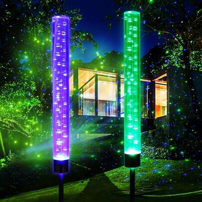 2pcs Solar Pathway Lights - Vibrant RGB Color Changing - Waterproof Design - Easy Solar Charging, For Outdoor Path Lighting - Perfect For Patio, Lawn And Garden Decor