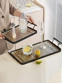 1入組新款北歐風格亞克力托盤，創意廚房拼盤托盤 - 灰色 - 查看 2