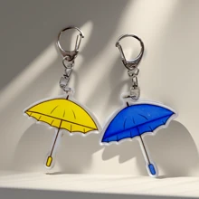 2 Pieces Blue And Yellow Umbrella Keychain Kdrama Lovely Runner Couple Key Ring - Multicolor - View 1