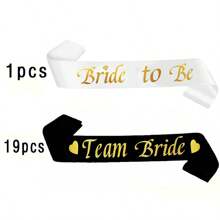 Set di 20 nastri per addio al nubilato, con 'Bride Tribe', 'Bride To Be', 'Hen Do', 'Bridal Shower' e 'Bachelorette Party' scritti, per la festa dell' addio al nubilato - nero - Visualizzare 2