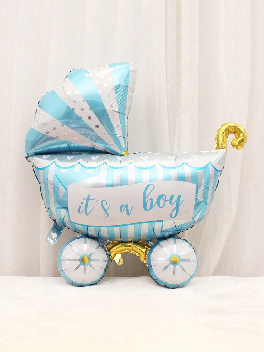 2pcs Baby Stroller Shaped Balloons For Kids' Cradle, Birthday Party