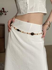 1 chiếc dây chuyền thắt lưng đính hạt phong cách Bohemian cho nữ bằng chất liệu polyester màu be dùng cho Halloween mùa hè, trường học mùa thu, mùa thu, Halloween - Màu be - Xem 1