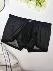 1pc Black Sexy Lingerie With Elastic Mesh And Fully Transparent Sexy Men's Underwear - Black - View 10