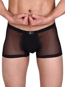 1pc Black Sexy Lingerie With Elastic Mesh And Fully Transparent Sexy Men's Underwear - Black - View 5