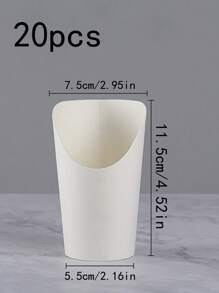 20件/10件/40件/50件蛋挞杯，厚牛皮纸锥形杯，薯条杯，烘焙包装盒，冰淇淋杯，圆形甜点包装盒 - 白色 - 查看 2