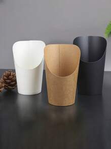 20件/10件/40件/50件蛋挞杯，厚牛皮纸锥形杯，薯条杯，烘焙包装盒，冰淇淋杯，圆形甜点包装盒 - 白色 - 查看 7