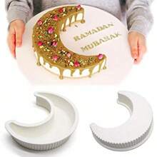 1/2/3件斋月月饼模具节日月亮慕斯蛋糕硅胶模具烘焙法式甜品模具巧克力模具面包披萨烘焙模具厨房烘焙工具 - 白色 - 查看 2