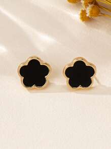 1對極簡時尚幸運花形小耳釘耳環，適用於女性 - 五葉草耳釘 - 查看 18