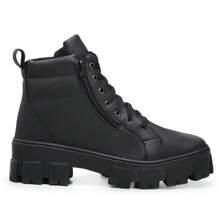 Men High-Top Leather Riding Boots - 黑色 - 查看 3