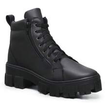 Men High-Top Leather Riding Boots - 黑色 - 查看 2