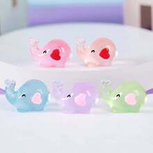 7入組可愛的夜光小象裝飾組——多功能可愛的卡通擺件，適用於桌面、汽車和多種場合：房間、節日、家居、辦公室、派對、聖誕節增添氣氛 - 彩色 - 查看 2