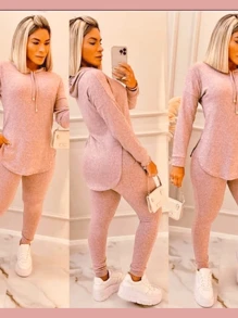 Conjunto Feminino de Lanzinha Calça e Blusa de Frio Moda Inverno