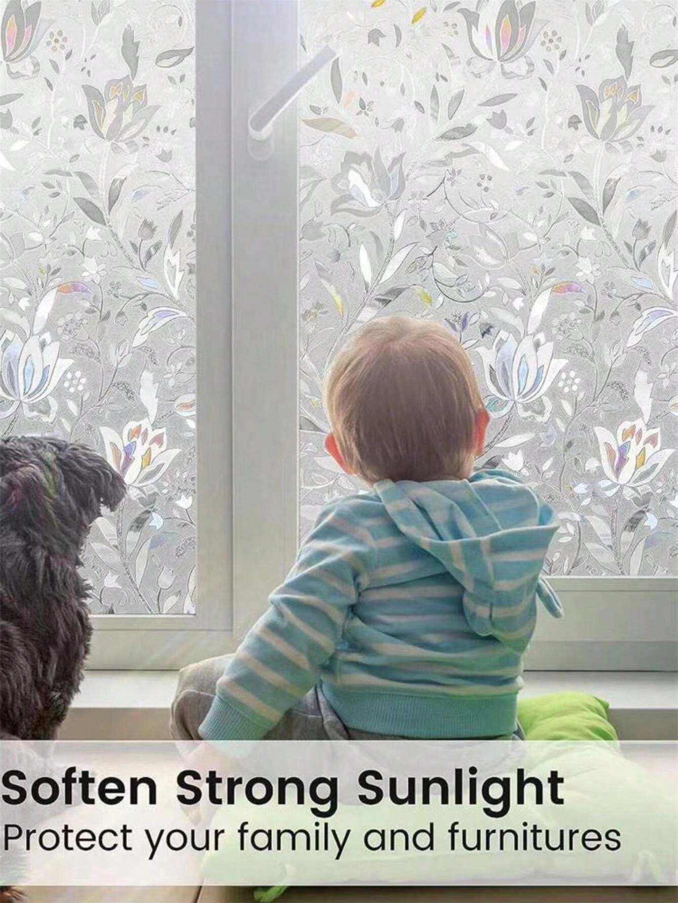 1roll Window Privacy Film, Decorative Stained Glass Window Film, Heat
