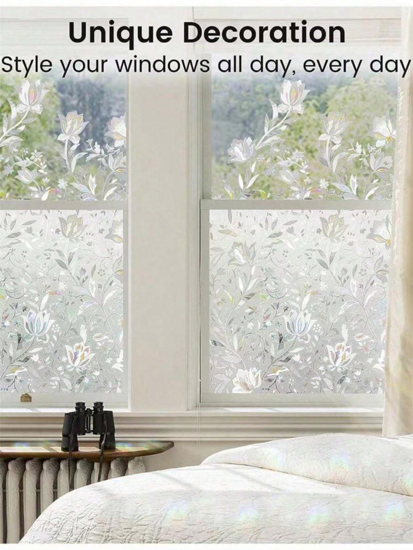 1roll Window Privacy Film, Decorative Stained Glass Window Film, Heat